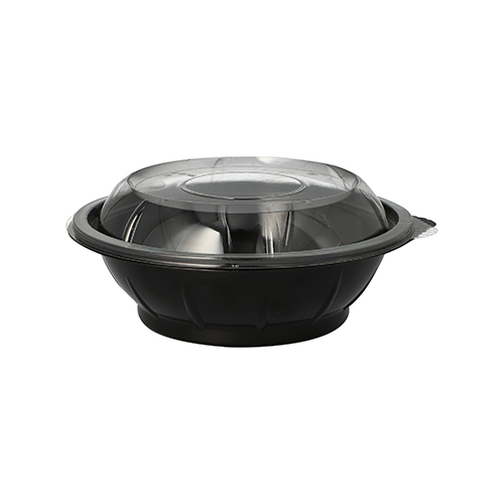 PAPSTAR Salatschalen, PET 600 ml Ø 16,6 cm · 5,9 cm schwarz Snap It mit Dec