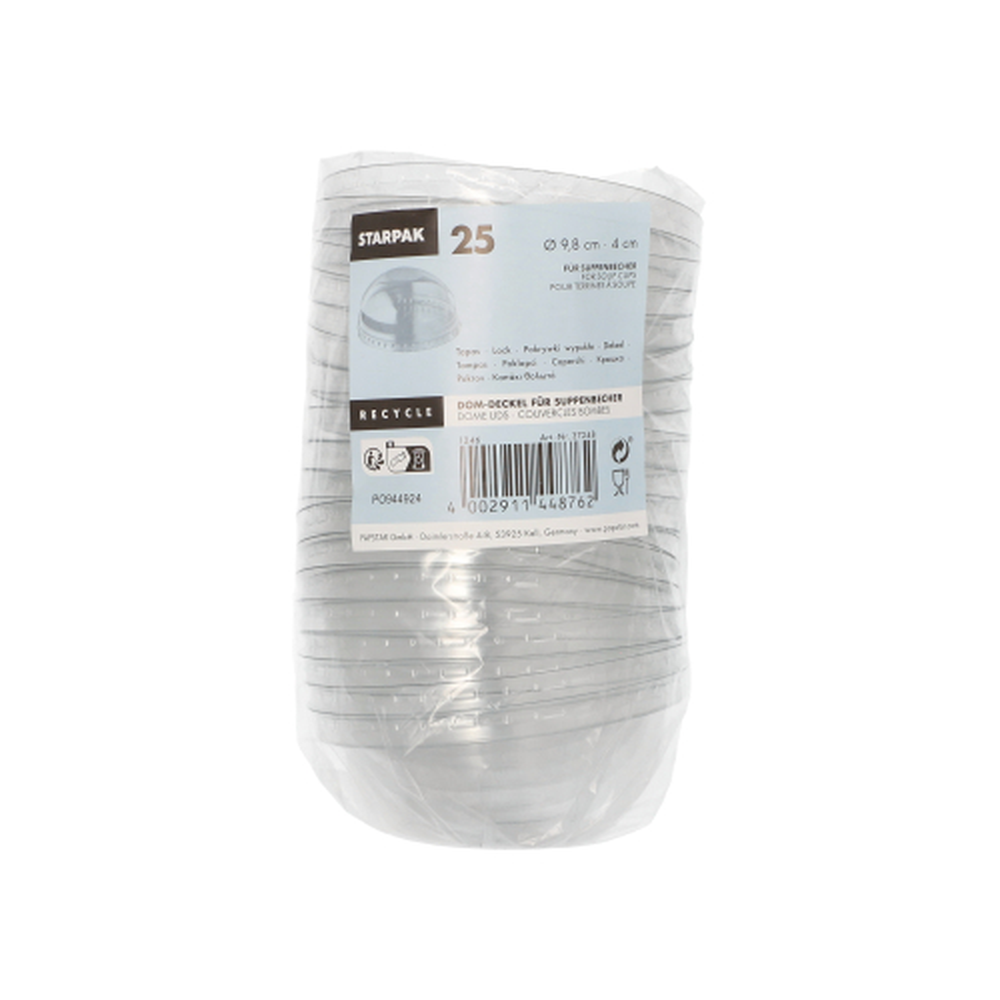 Papstar Dom-Deckel für Suppenbecher PET rund Ø 9,8 cm · 4 cm transparent