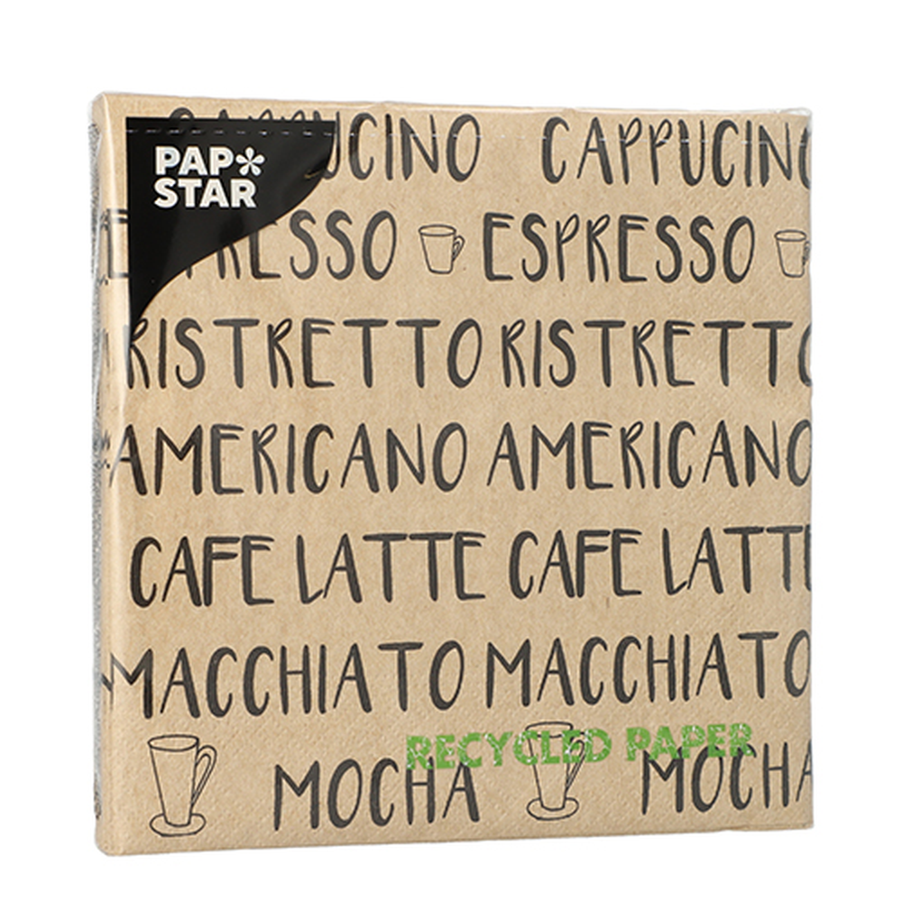 PAPSTAR Servietten, 3-lagig 1/4-Falz 33 cm x 33 cm natur Coffee Specialities