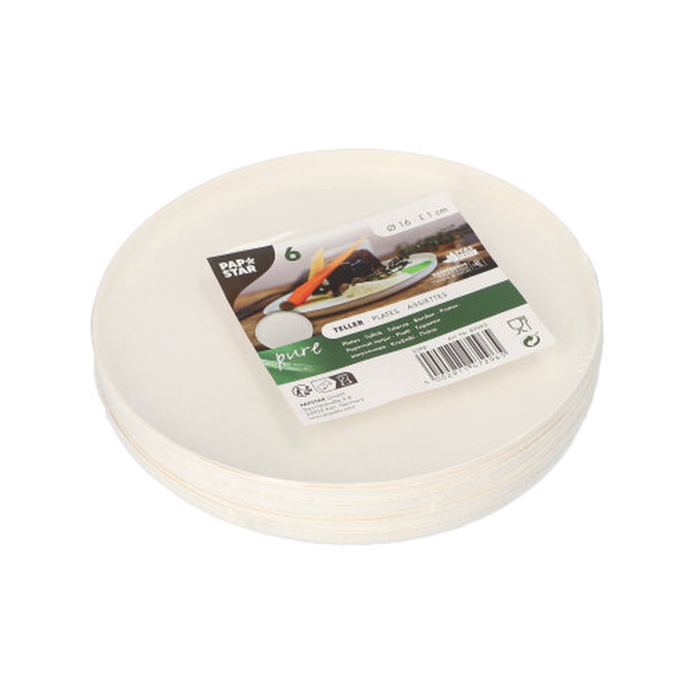 Papstar Teller Zuckerrohr "pure" rund Ø 16 cm · 1 cm weiss "Cella"