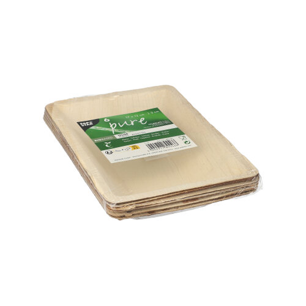 Papstar Teller Palmblatt "pure" eckig 3 cm x 17 cm x 12 cm natur