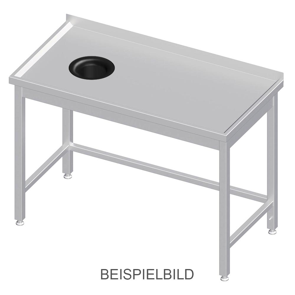 Stalgast Arbeitstisch ohne Grundboden, 1400x700x850 mm, mit Abfallloch links, oh