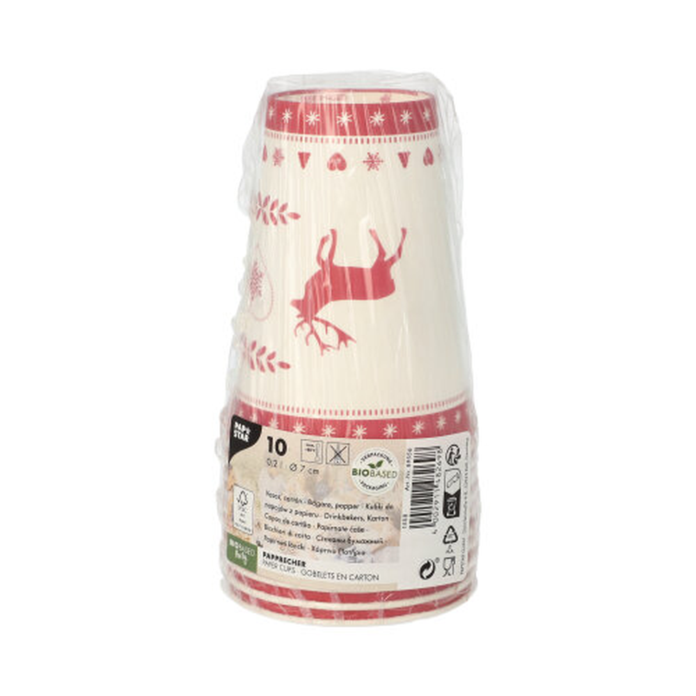 Papstar Trinkbecher, Pappe 0,2 l Ø 7 cm · 9,7 cm rot "Rennes"