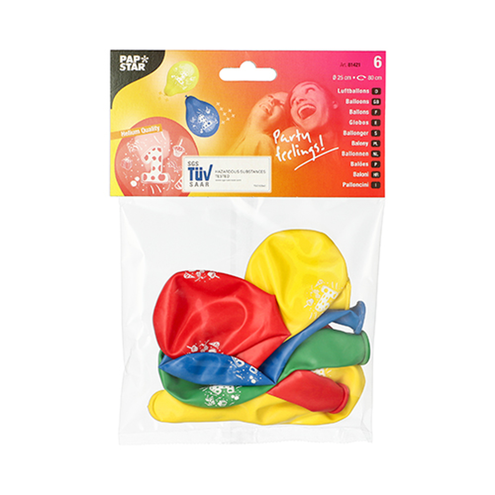 Papstar Zahlenluftballons Ø 25 cm farbig sortiert "1"