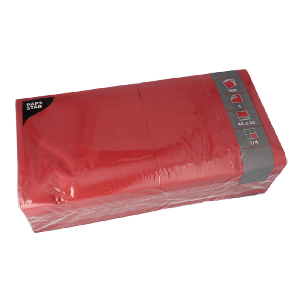 Papstar Servietten, 3-lagig 1/4-Falz 40 cm x 40 cm bordeaux