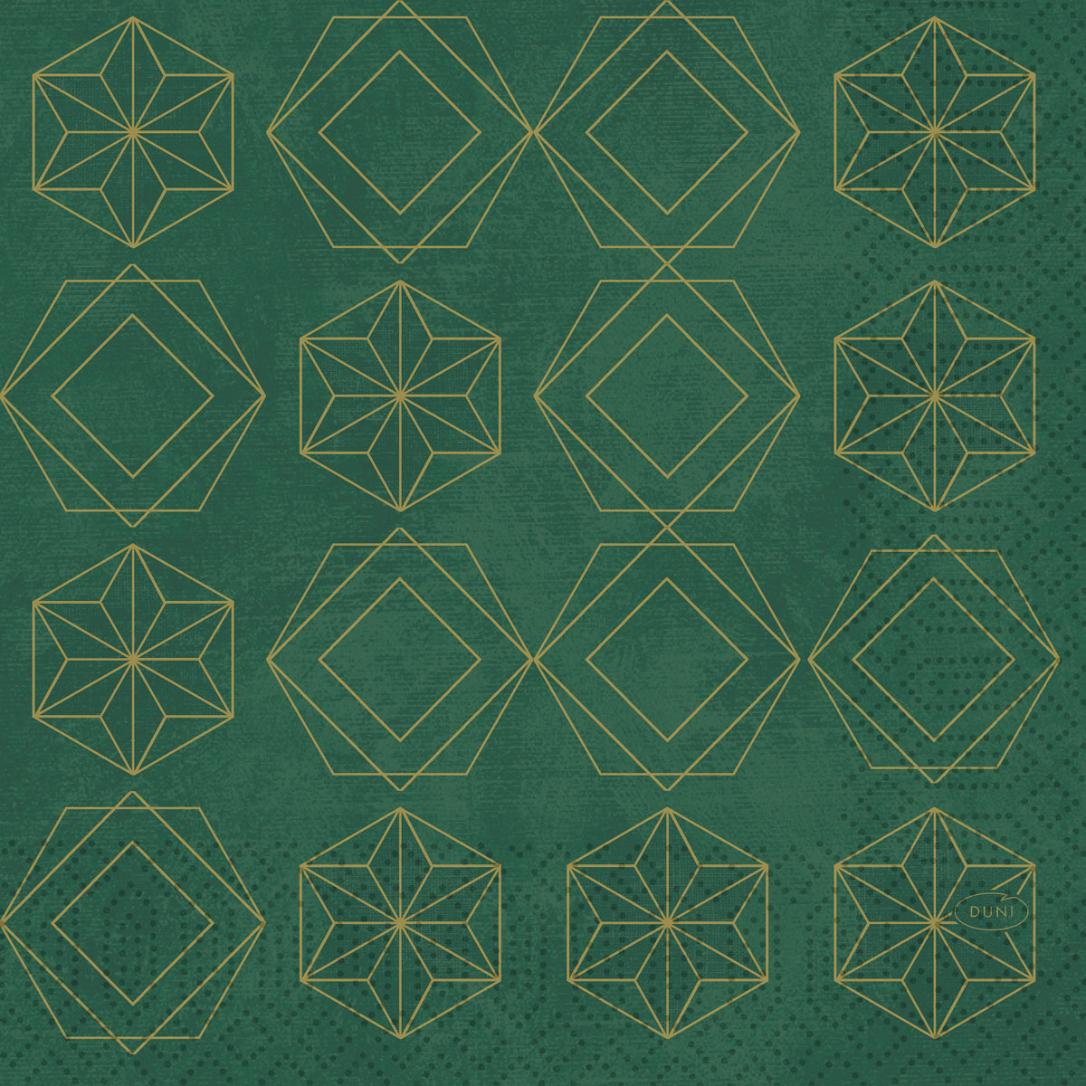 Duni Zelltuchservietten 33 x 33 cm 3-lagig 1/4 Falz Gilded Star Green          W
