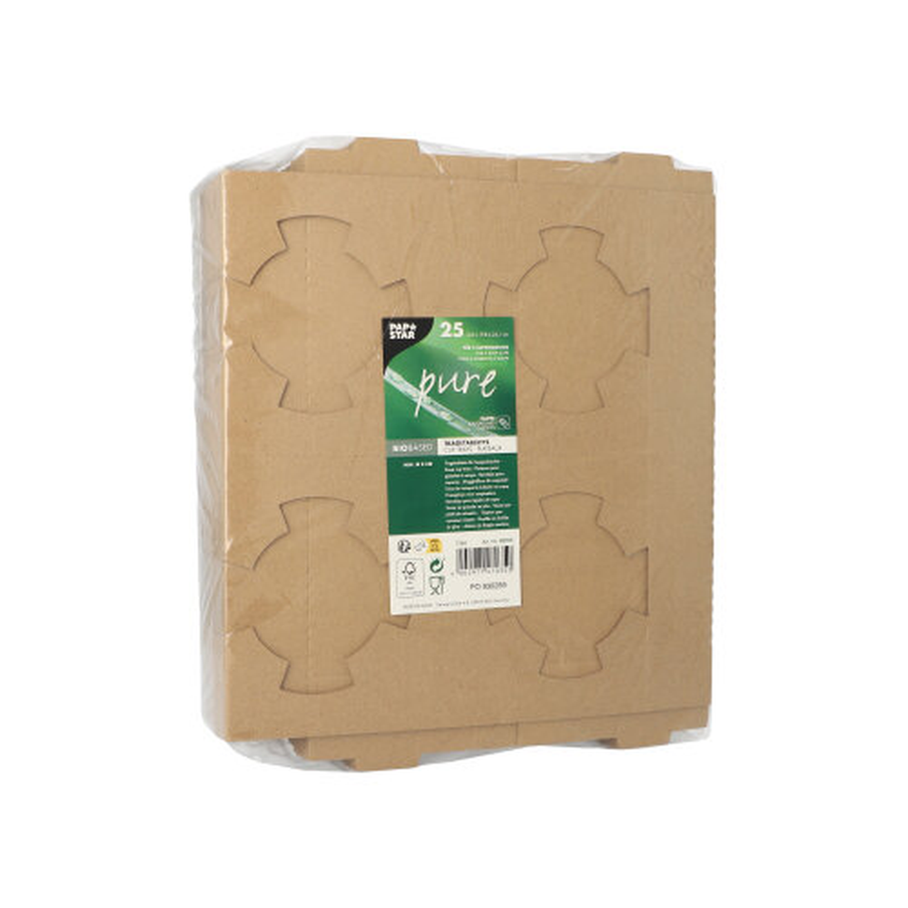 PAPSTAR Tragetabletts, Pappe pure 3,6 cm x 19,8 cm x 24,1 cm braun für 4 Su