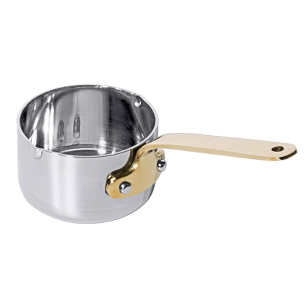 Contacto Stielkasserolle 5 cm flach Edelstahl mit Messinggriff