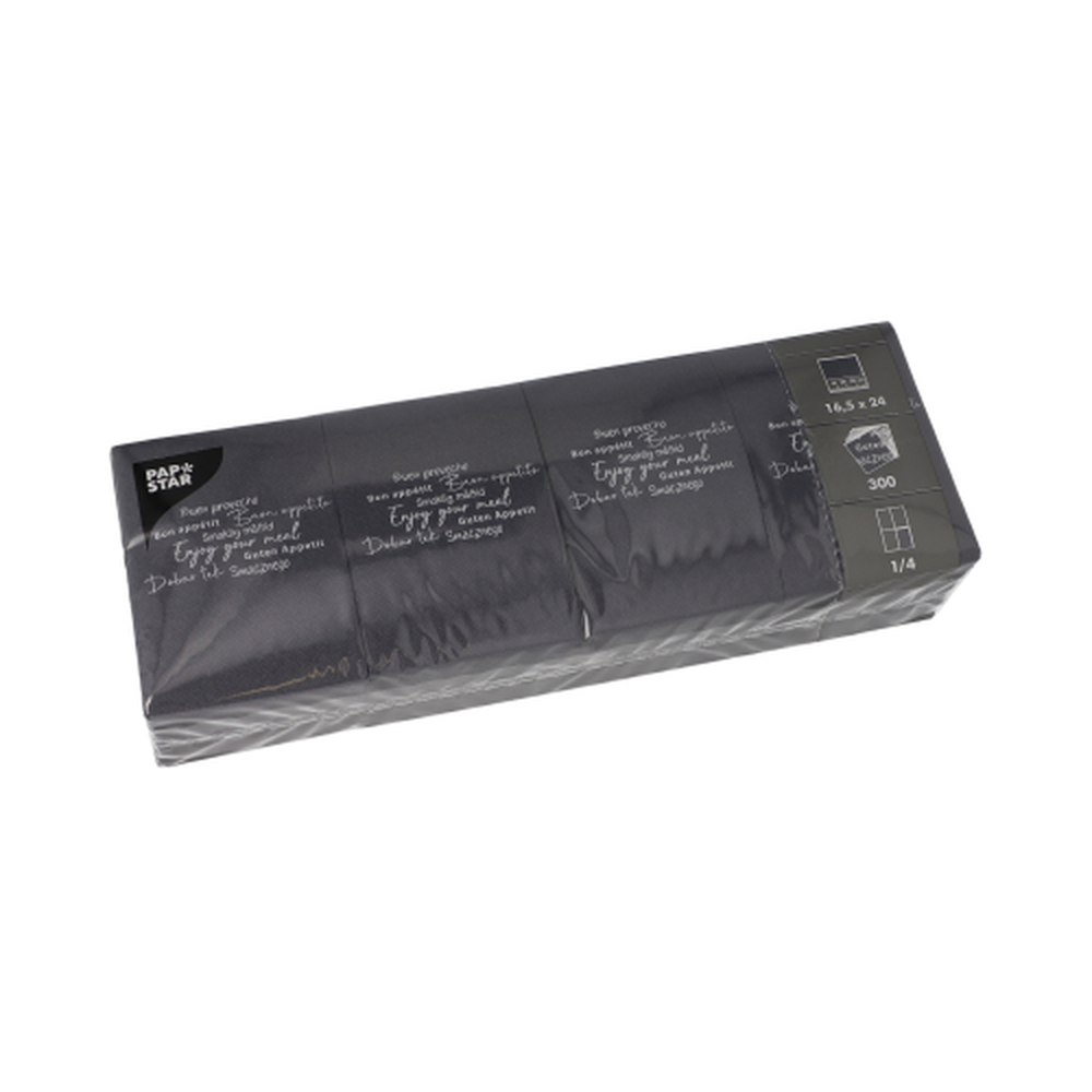 PAPSTAR Snackservietten DAILY Collection 1/4-Falz 24 cm x 16,5 cm schwarz 