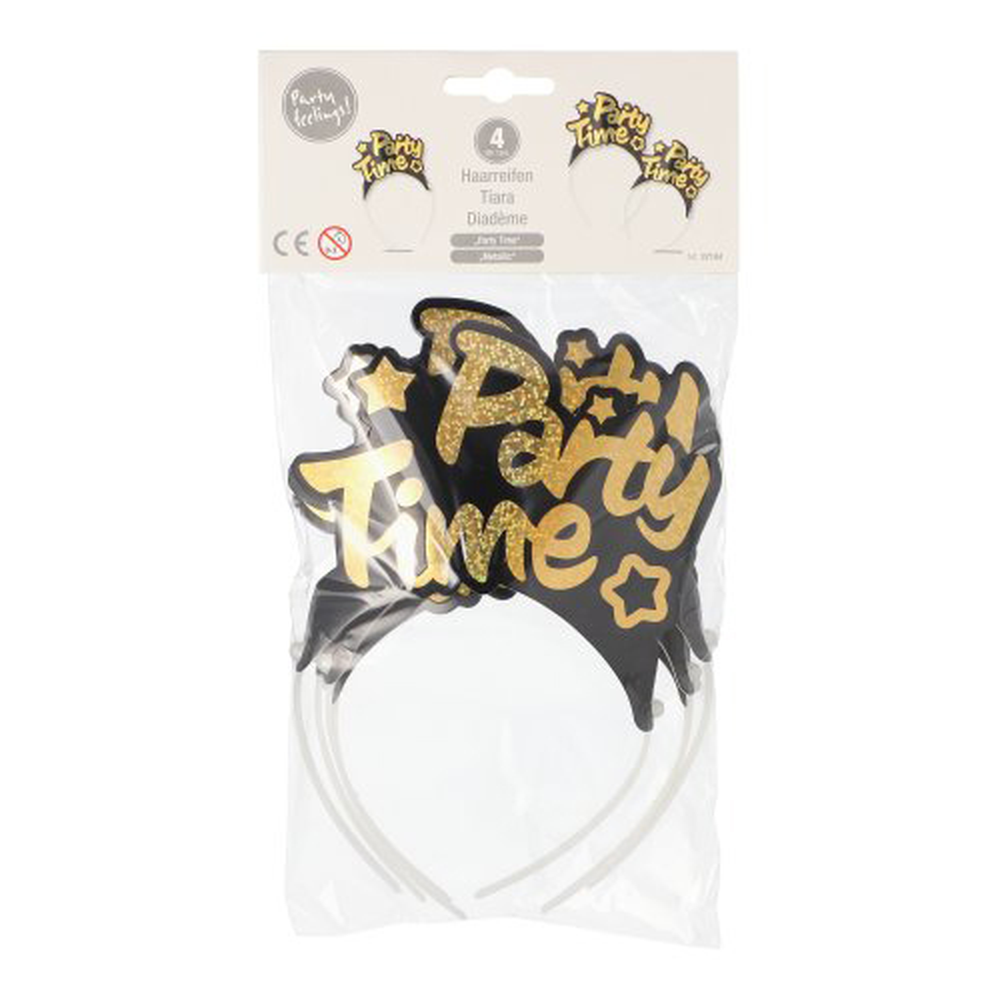 Papstar Haarreifen schwarz/gold ""Party Time" "Metallic""