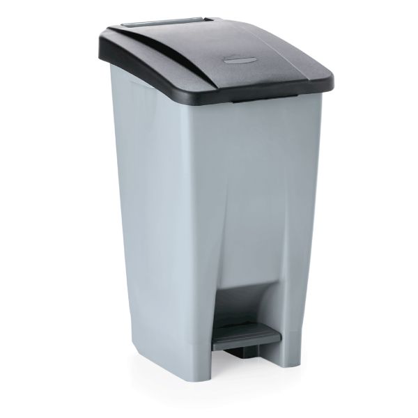 WAS Tretabfallbehälter mit schwarzem Deckel, 60 ltr., 38 x 49 x 70 cm, Polyethyl