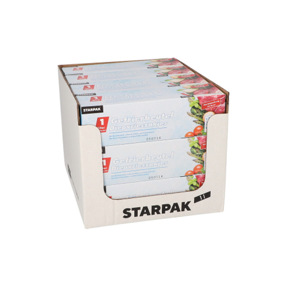 Papstar Gefrierbeutel, LLDPE 1 l 24 cm x 16 cm transparent in Faltschachtel