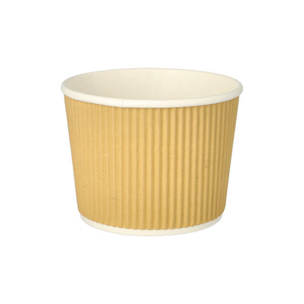 Papstar Suppenbecher, Pappe rund 520 ml Ø 11 cm · 8,4 cm braun/weiss Ripple Wall