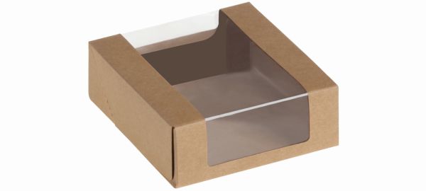 Pacovis Food Box mit Sichtfenster, Kraft/PLA, 110x110x40 mm