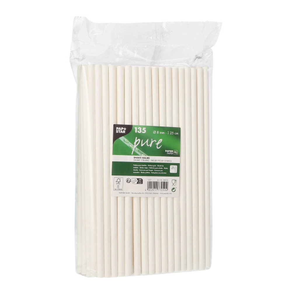 Papstar Shake-Halme, Papier "pure" Ø 8 mm · 25 cm weiss