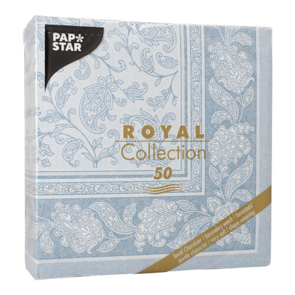 PAPSTAR Servietten ROYAL Collection 1/4-Falz 40 cm x 40 cm arktikblau Orn