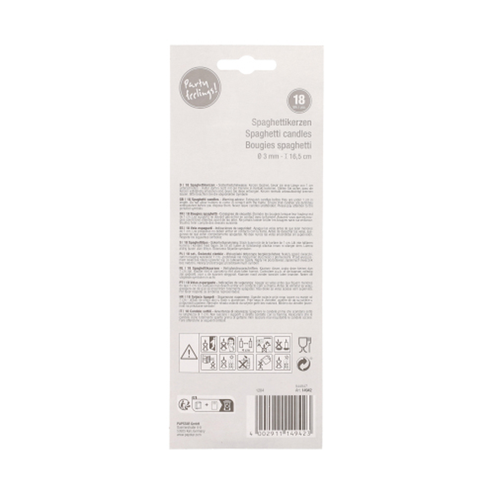 Papstar Spaghettikerzen Ø 3 mm · 16,5 cm farbig sortiert