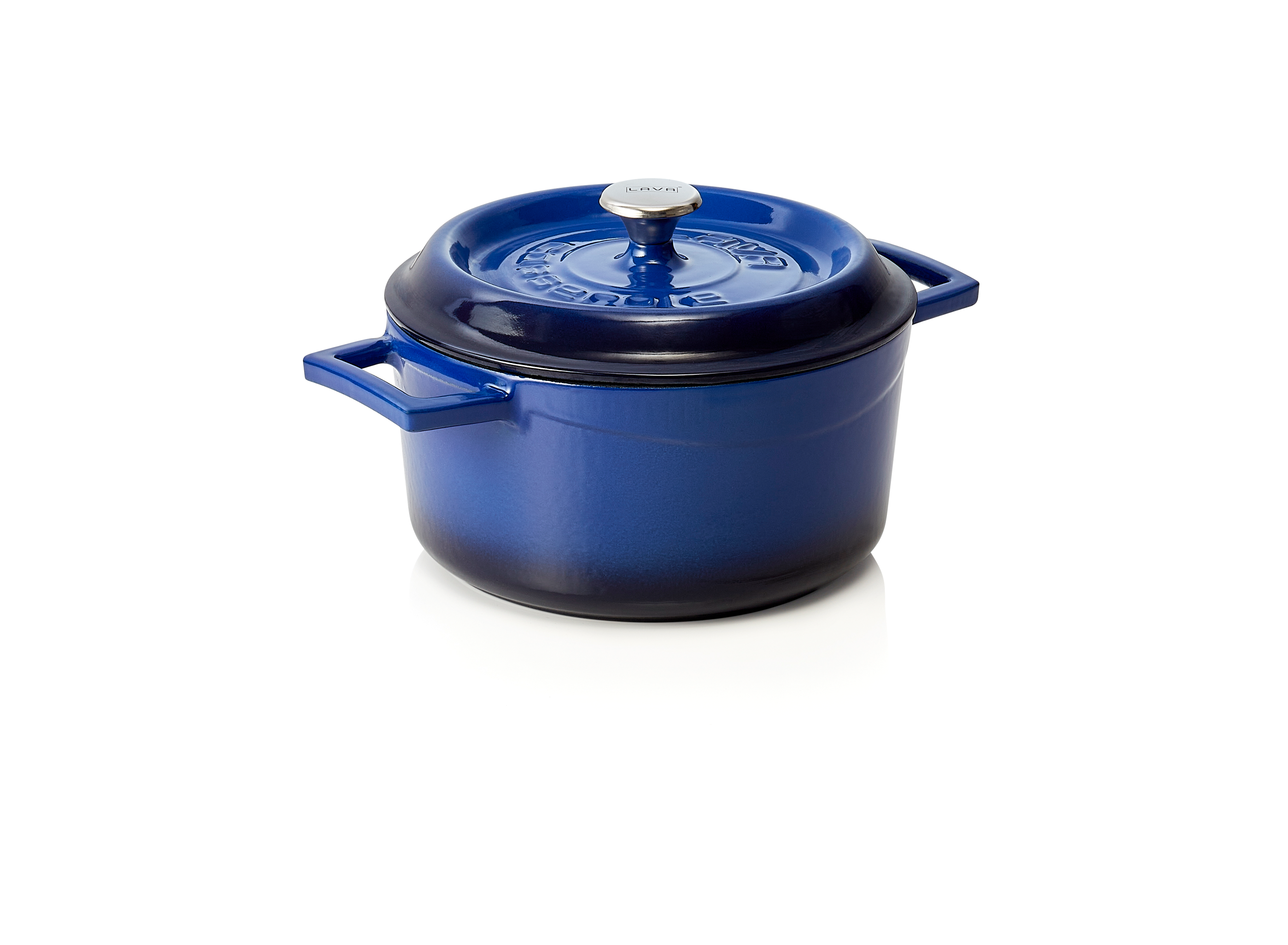 WAS Cocotte Ø oben 21 cm Höhe 10,5 cm blau Gusseisen