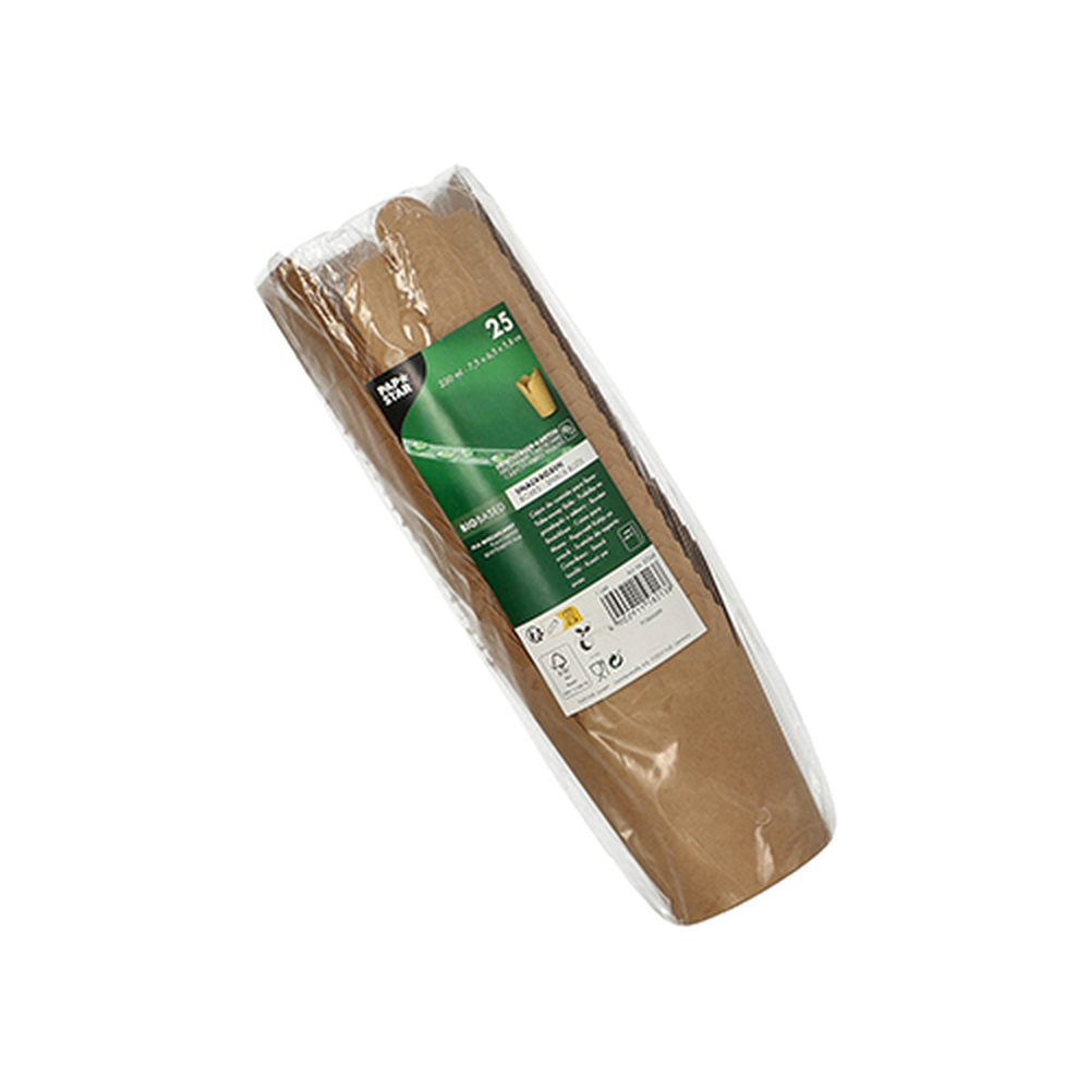 Papstar Snackboxen, Pappe rund 230 ml 7,5 cm x 6,5 cm x 5,8 cm braun