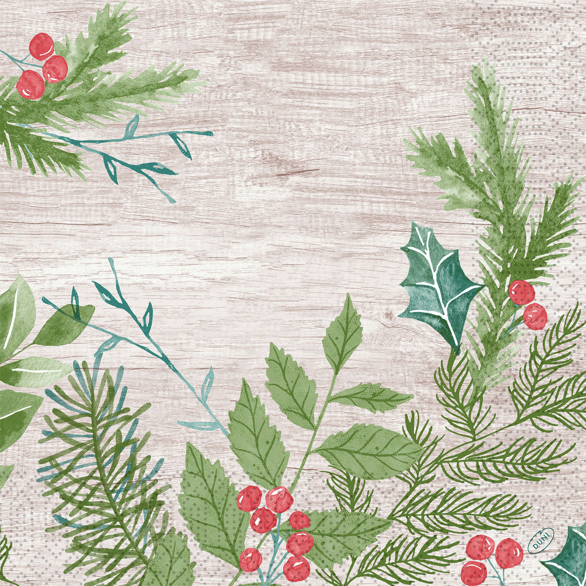 Duni Zelltuchservietten 40 x 40 cm 3-lagig Winter Greenery 1/4 Falz