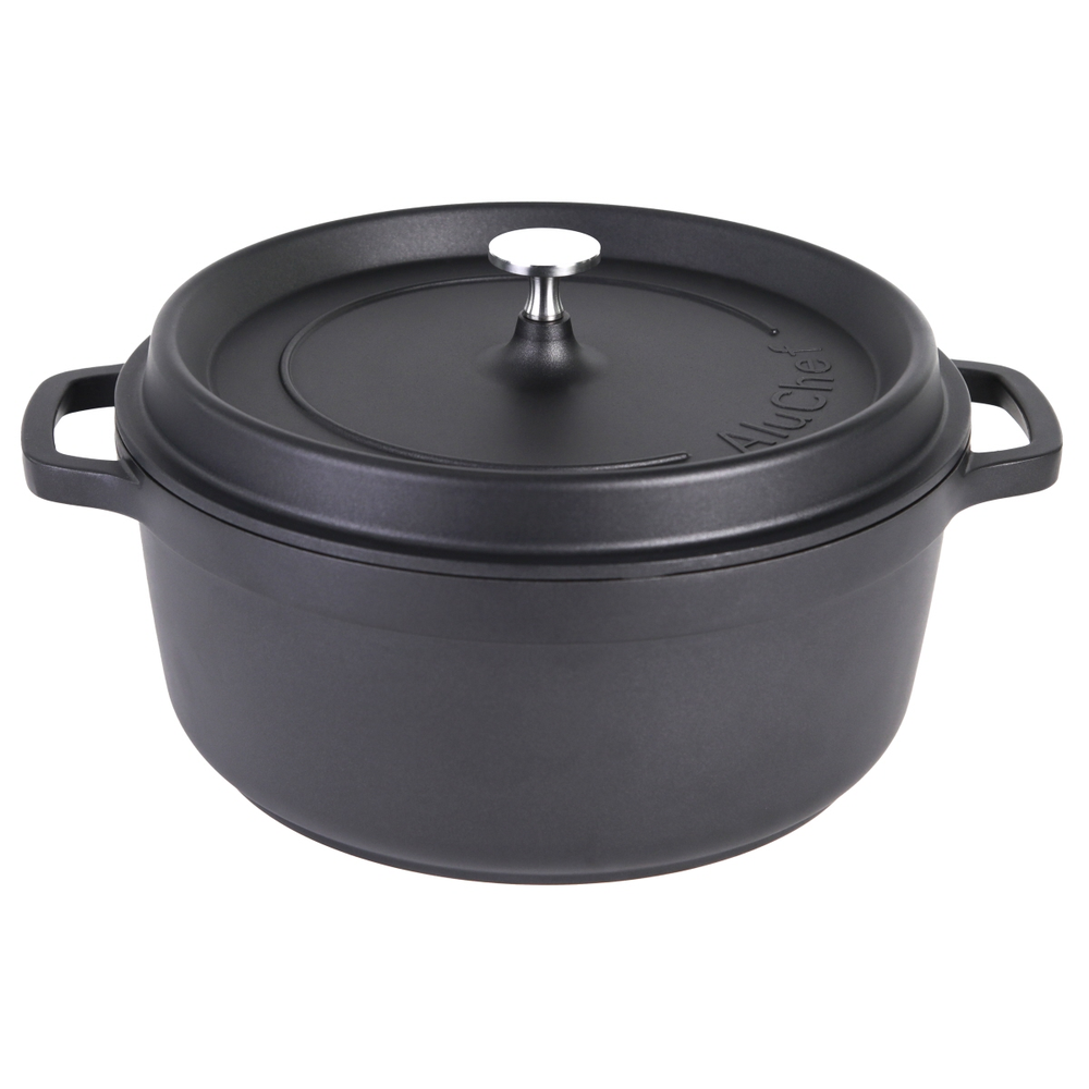 Contacto AluChef® Cocotte, rund 28 cm / schwarz Durchmesser innen: 28 cm, Höhe: 