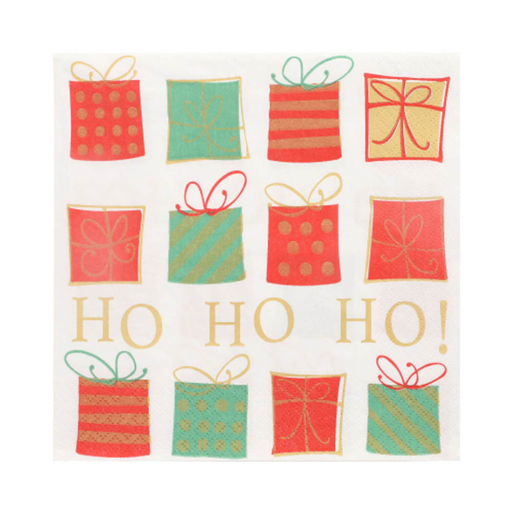 Papstar Servietten, 3-lagig 1/4-Falz 33 cm x 33 cm "Christmas Gifts"