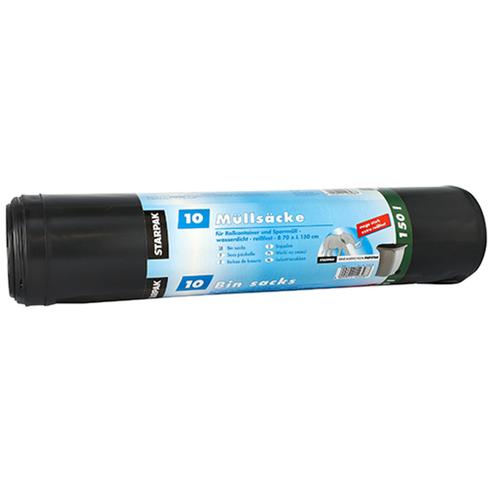 PAPSTAR Müllsäcke, LDPE 150 l 150 cm x 70 cm schwarz extra stark und extra re
