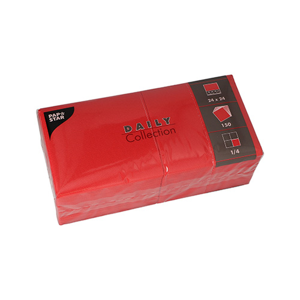 Papstar Servietten "DAILY Collection" 1/4-Falz 24 cm x 24 cm rot