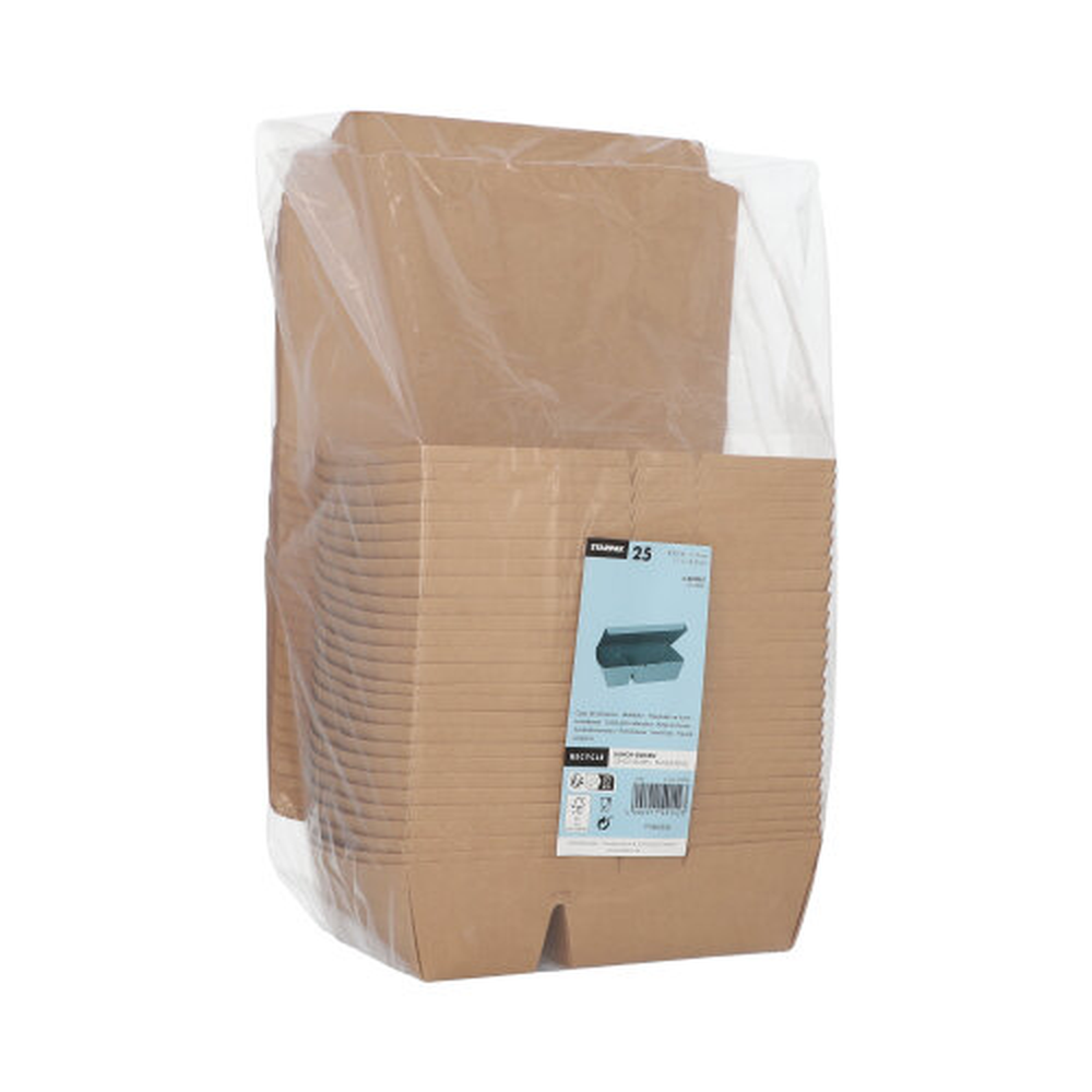 Papstar Lunchboxen, Pappe 2-geteilt 450 ml 5 cm x 11 cm x 16,8 cm braun