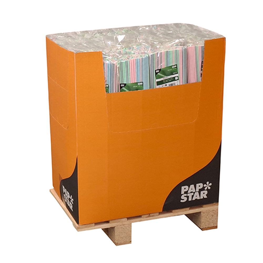 Papstar Trinkhalme, Papier Ø 6 mm · 21 cm farbig sortiert