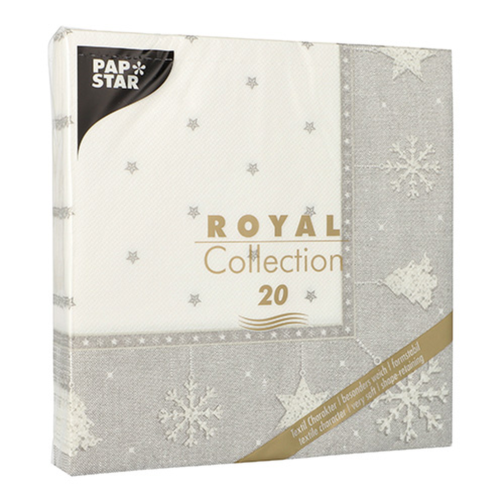 Papstar Servietten "ROYAL Collection" 1/4-Falz 40 cm x 40 cm silber "X-Mas"