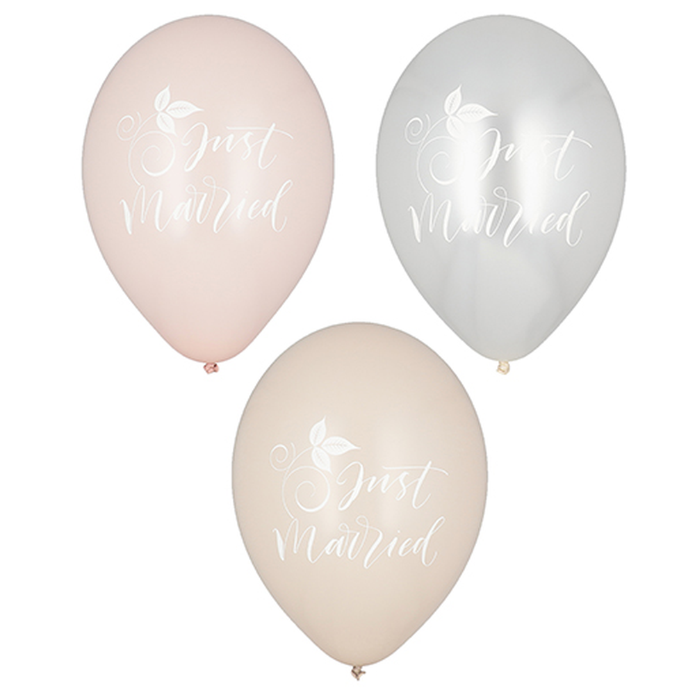 Papstar Luftballons Ø 29 cm farbig sortiert "Just Married"