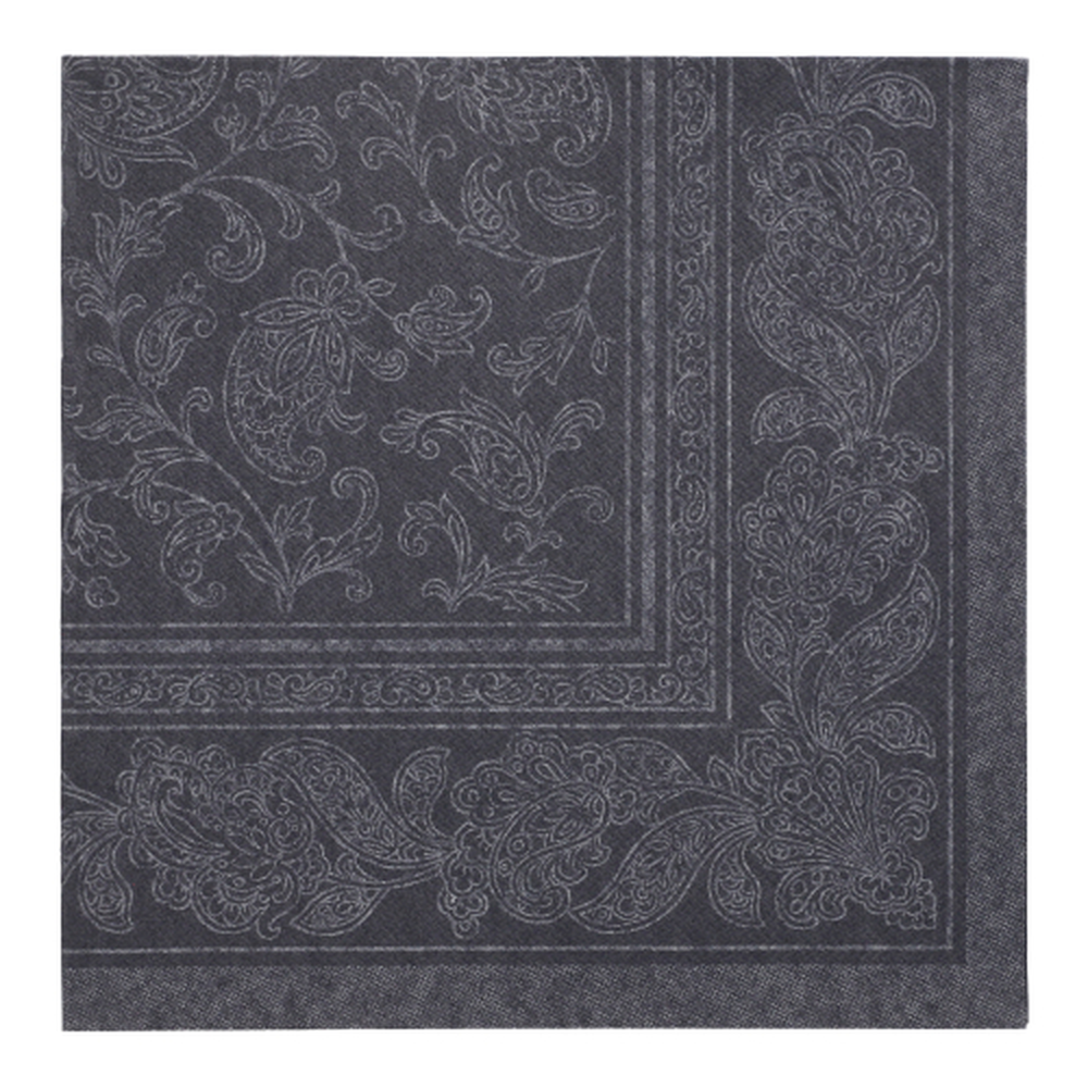 Papstar Servietten "ROYAL Collection" 1/4-Falz 40 cm x 40 cm schwarz "Ornaments"