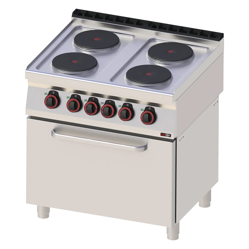 RM Gastro Herd elektrisch mit statischem Elektrobackofen GN 2/1 - 4x Kochfeld 40
