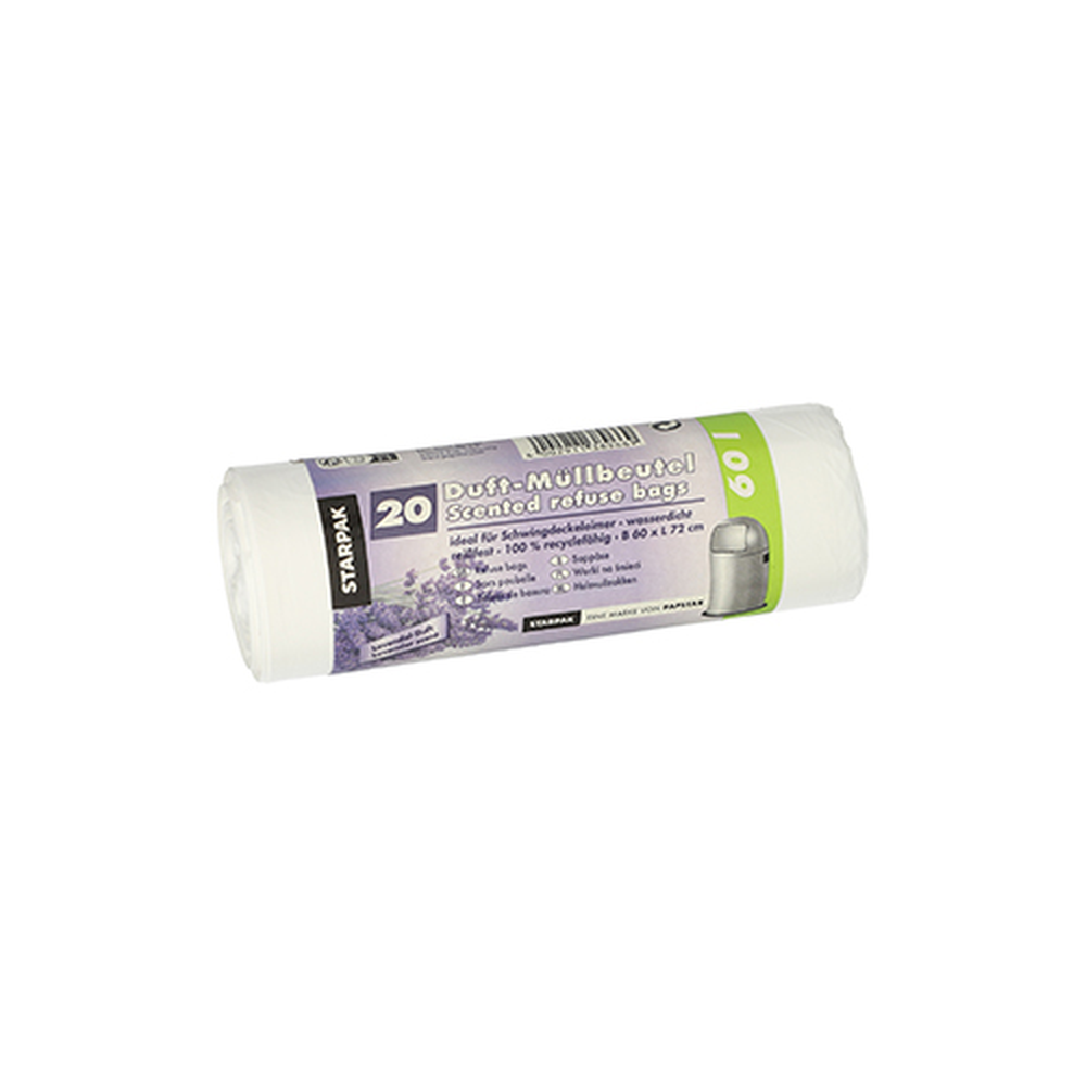Papstar Müllbeutel, LDPE mit Duft 60 l 72 cm x 60 cm weiss - Lavender