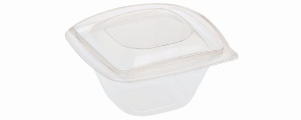 Pacovis Salatschale PLA 360ml transp., 126x126x72mm m.Deckel transp.