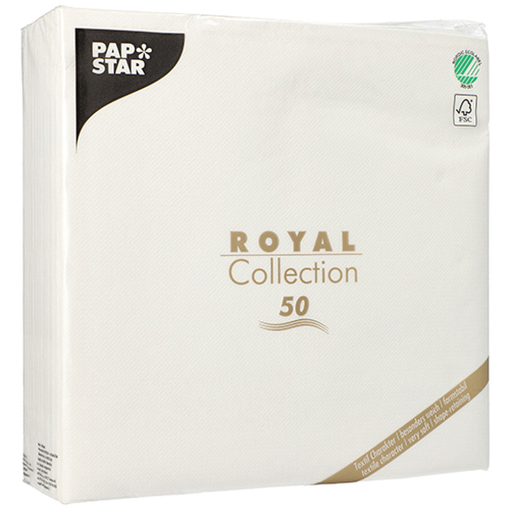 Papstar Servietten "ROYAL Collection" 1/4-Falz 48 cm x 48 cm weiss