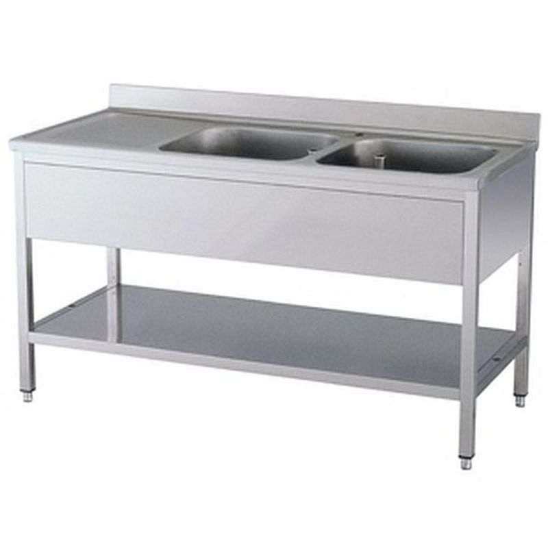 KBS Spültisch 2 Becken rechts mit Aufkantung B 140cm