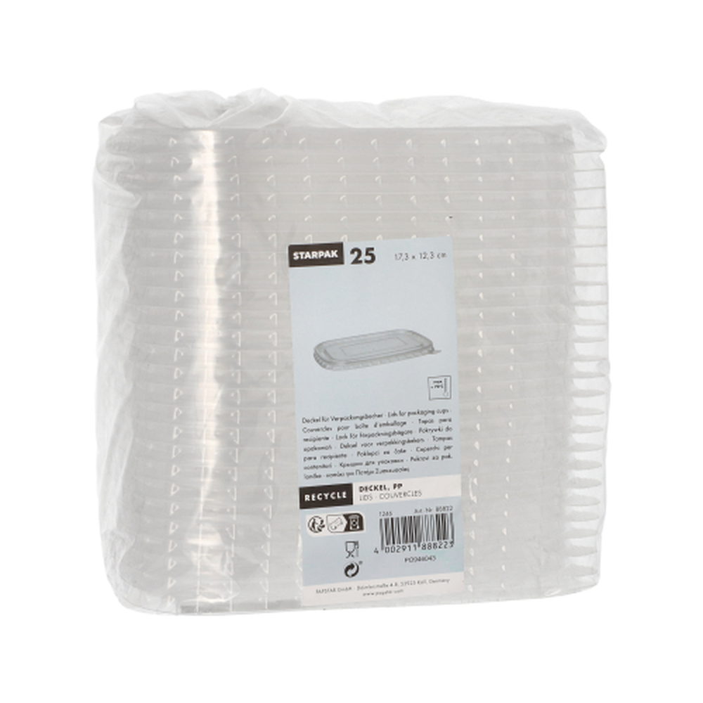 PAPSTAR Deckel für Verpackungsbecher, PP rechteckig 1 cm x 17,1 cm x 12 cm tr