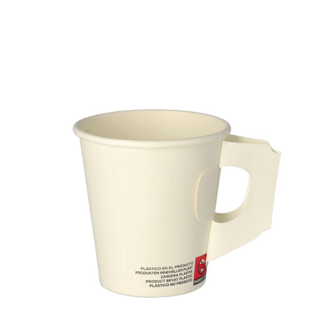 Papstar Trinkbecher mit Henkel, Pappe 0,18 l Ø 7,3 cm · 7,8 cm weiss