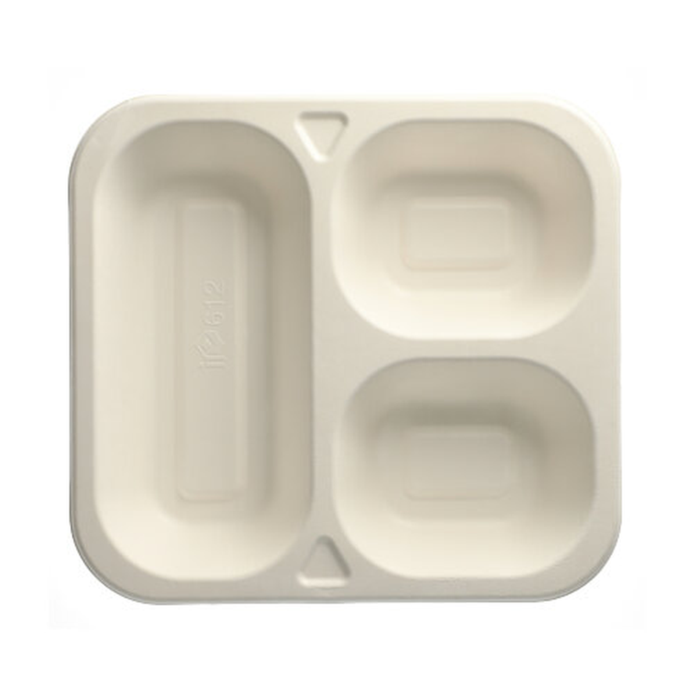 PAPSTAR Siegelschalen Zuckerrohr 3-geteilt 1350 ml 4,2 cm x 24,5 cm x 26,5 cm
