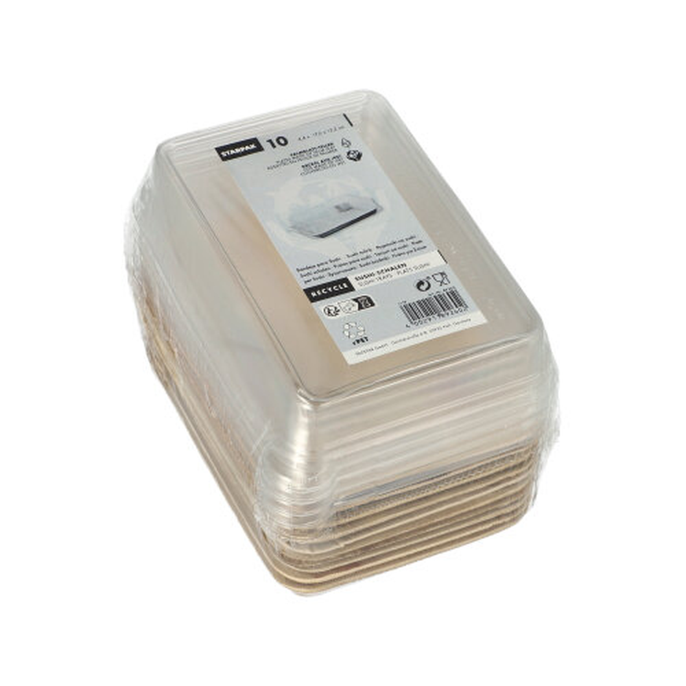 PAPSTAR Sushi-Schalen Palmblatt eckig 150 ml 4,4 cm x 17,5 cm x 12,2 cm natur