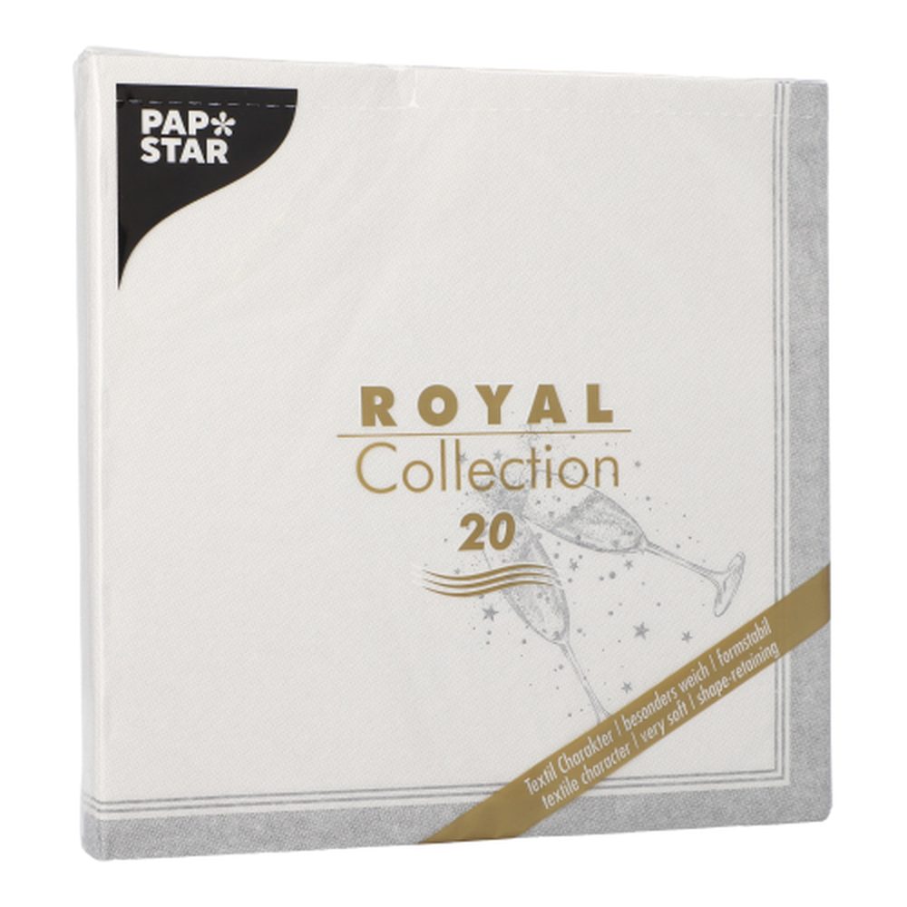 PAPSTAR Servietten ROYAL Collection 1/4-Falz 40 cm x 40 cm silber Festivi