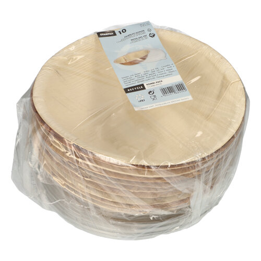 PAPSTAR Schalen, Palmblatt rund 800 ml Ø 21 cm · 8,5 cm mit rPET Deckel Komb