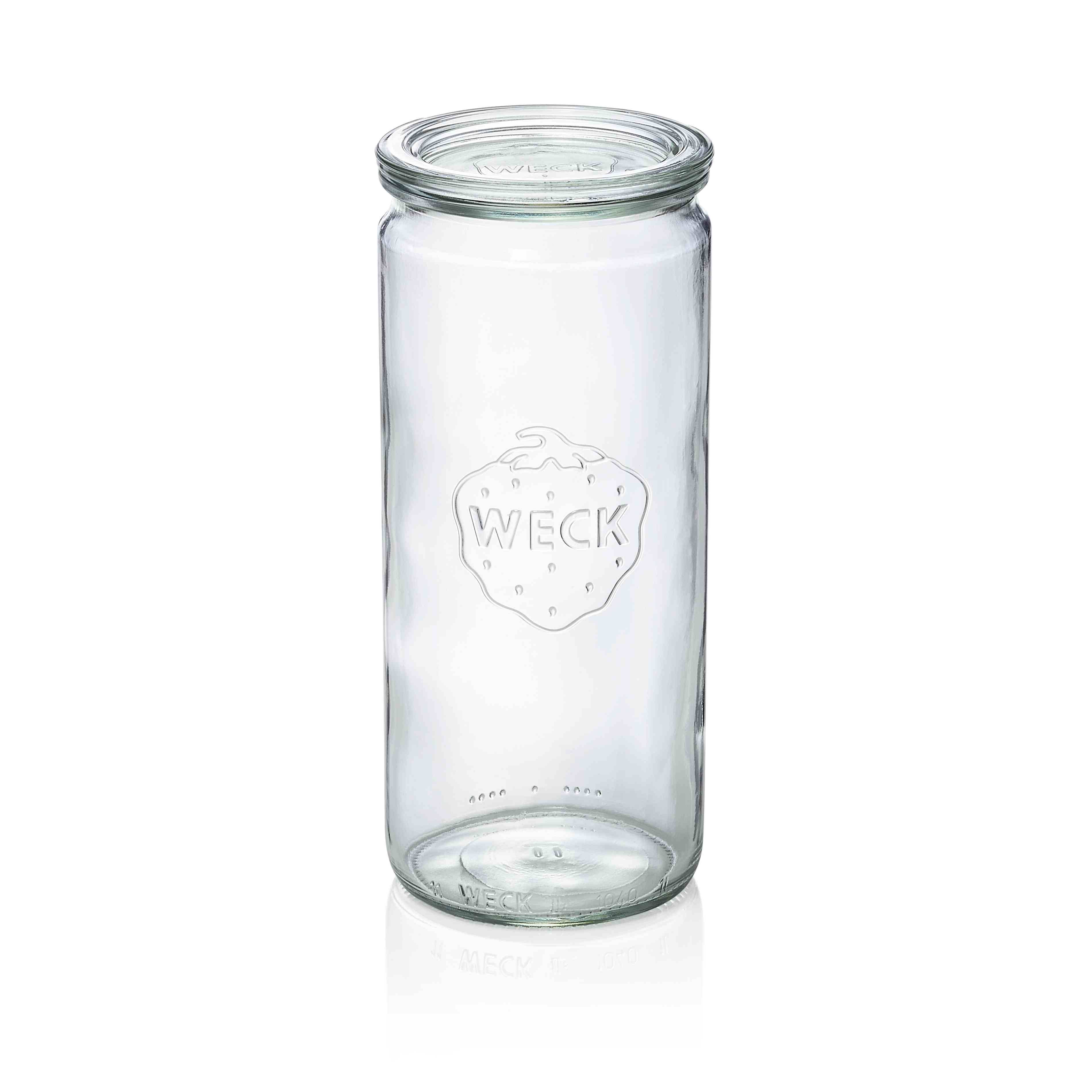 WAS Zylinderglas mit Deckel Weck, 1,04 ltr., Set á 6 Stück, Glas