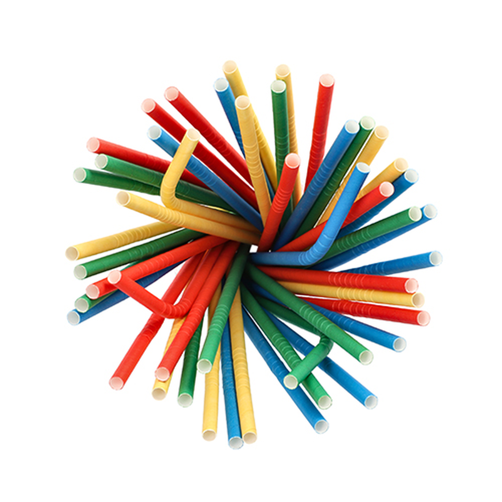 Papstar Trinkhalme Papier Ø 6 mm · 20 cm farbig sortiert flexibel