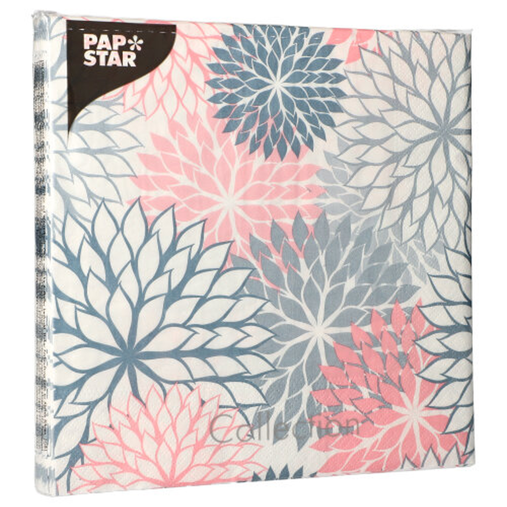 Papstar Servietten, 3-lagig 1/4-Falz 40 cm x 40 cm grau "Floralies"
