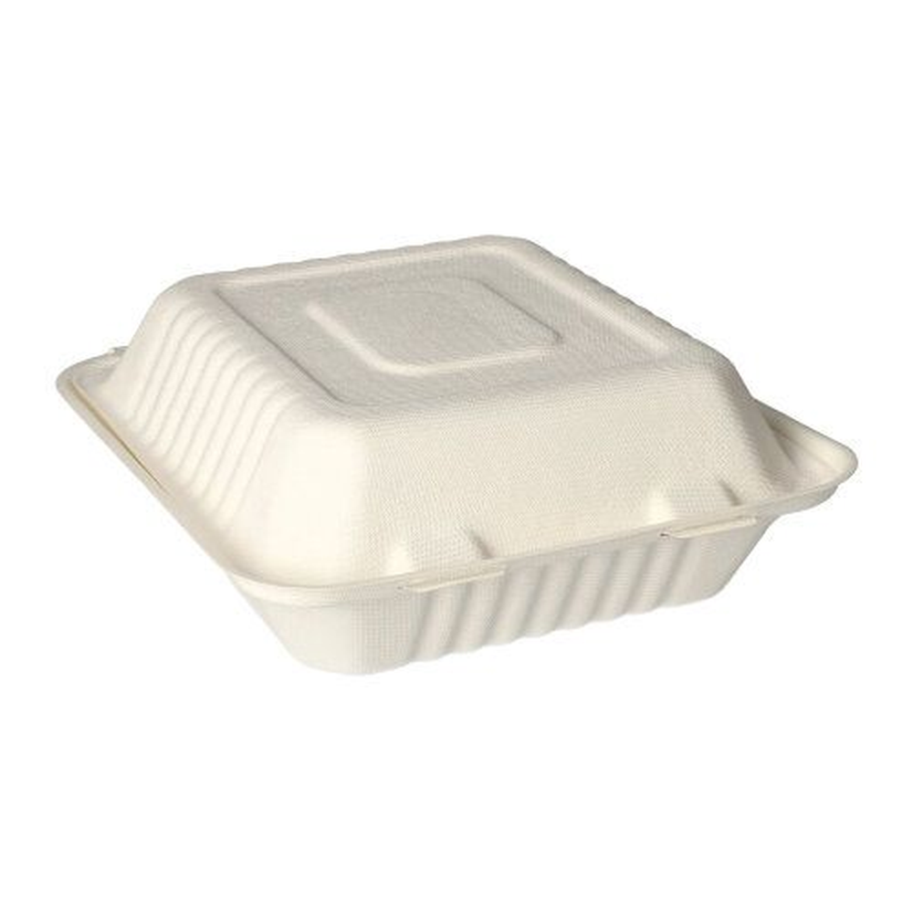 Papstar Menüboxen, Zuckerrohr "pure" 3-geteilt 7,7 cm x 20 cm x 22 cm weiss