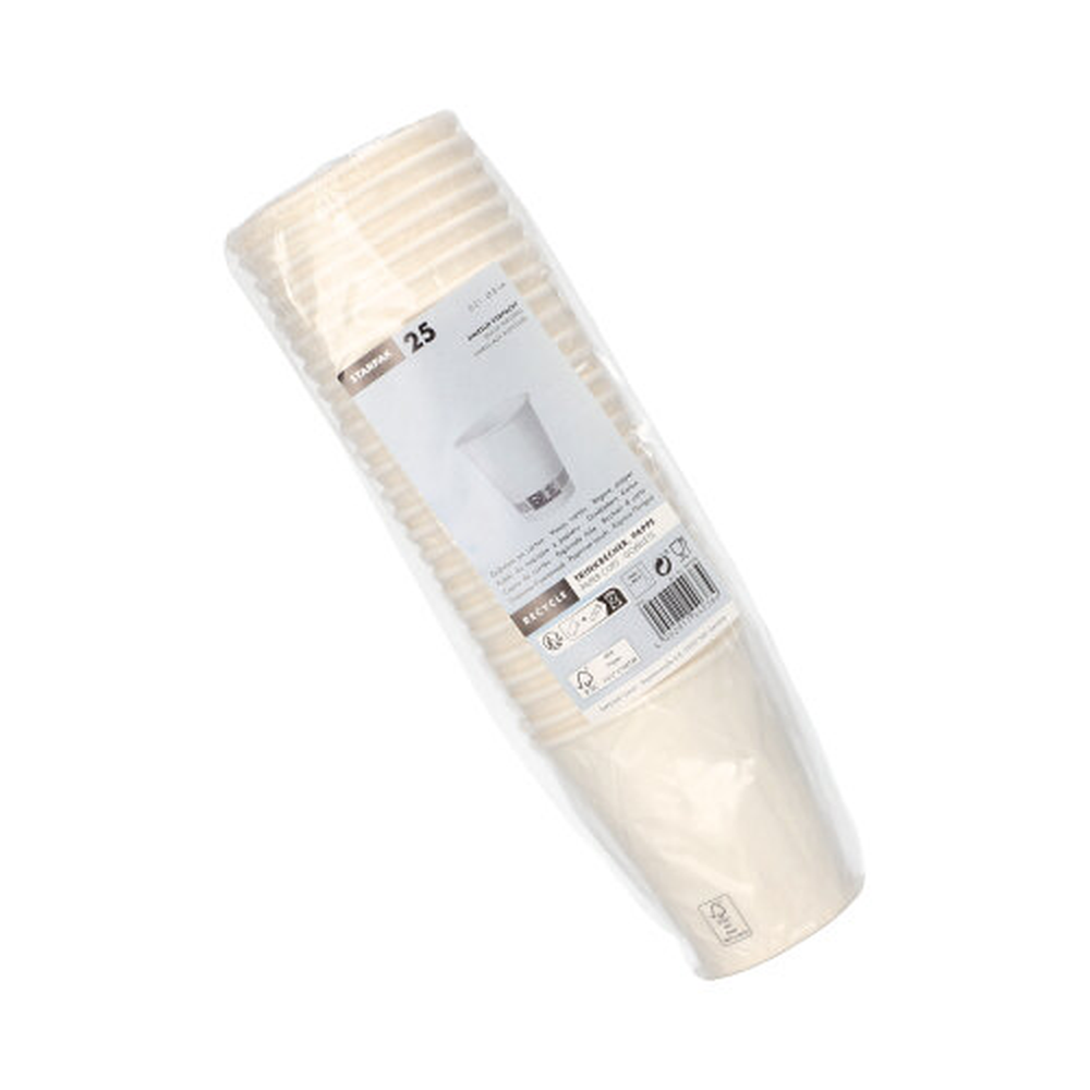 Papstar Trinkbecher, Pappe 0,2 l Ø 8 cm · 9,2 cm weiss einzeln gehüllt