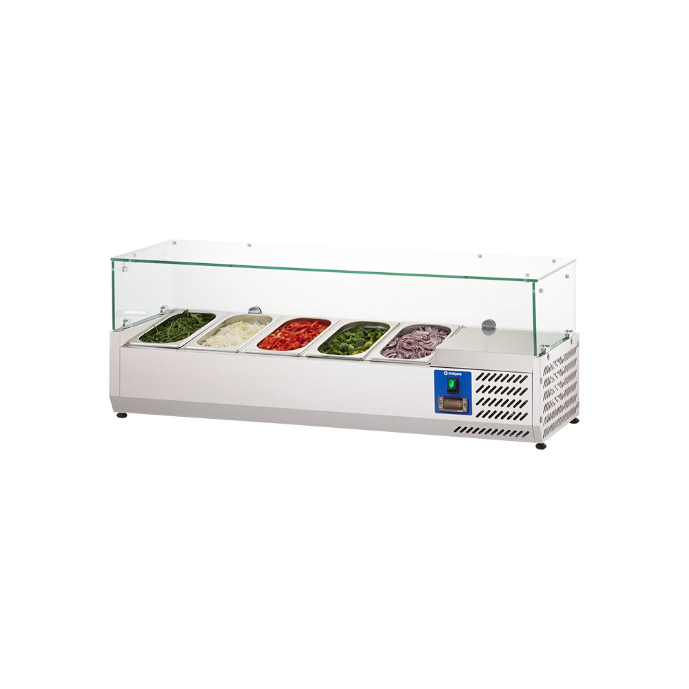 Stalgast Starline Pizzakühlaufsatz mit Glasabdeckung, 5x GN1/4